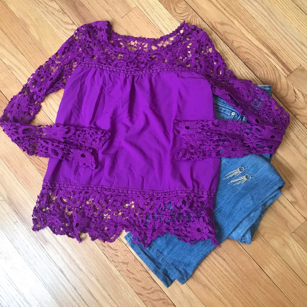 So pretty! Purple Lace Blouse 💜